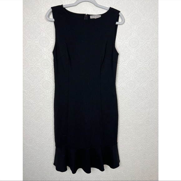 Pure Navy Black Sleeveless Dress Crewneck Ruffle Hem Event Special Occassion LBD - Picture 1 of 5